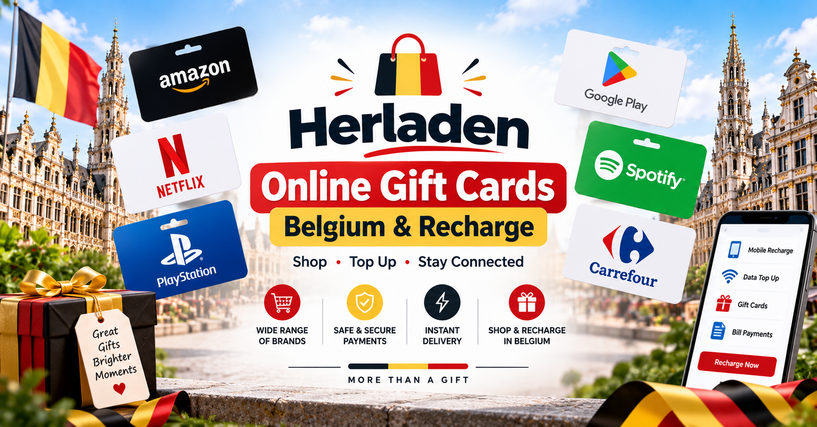 Herladen Online Gift Cards Belgium & Recharge